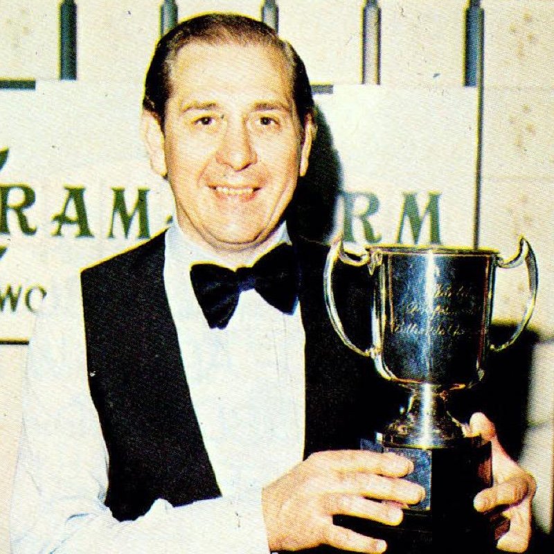 Rex Williams with the World Professional Billiards Championship trophy